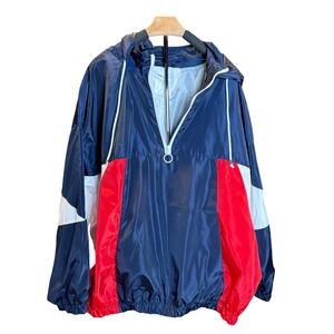 Stylish New Look Sport Men's Windbreaker Jacket Colorblock Pullover Hooded 3XL